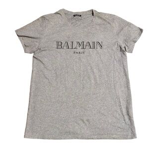 Balmain Grey Logo Short Sleeve Tee